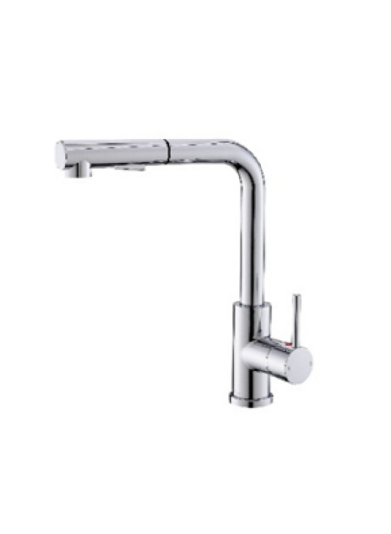 L-Shaped Kitchen Faucet with Magnetic Pull-Out Spout - SZF04812SC, Stainless Steel 304 Body & Handle, Chrome Finish, Ceramic Cartridge (500K Cycles), 360° Rotation