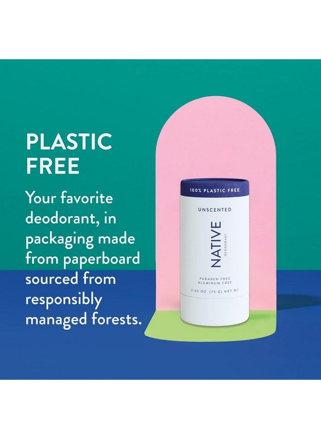 native - Plastic Free Deodorant Contains Naturally Derived Ingredients, 72 Hour Odor Control | Deodorant For Women And Men, Aluminum Free With Baking Soda, Coconut Oil And Shea Butter | Unscented - Image 1