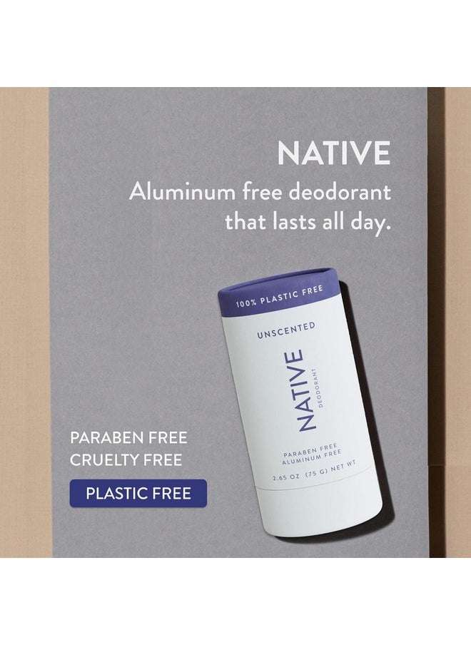 native - Plastic Free Deodorant Contains Naturally Derived Ingredients, 72 Hour Odor Control | Deodorant For Women And Men, Aluminum Free With Baking Soda, Coconut Oil And Shea Butter | Unscented - Image 1