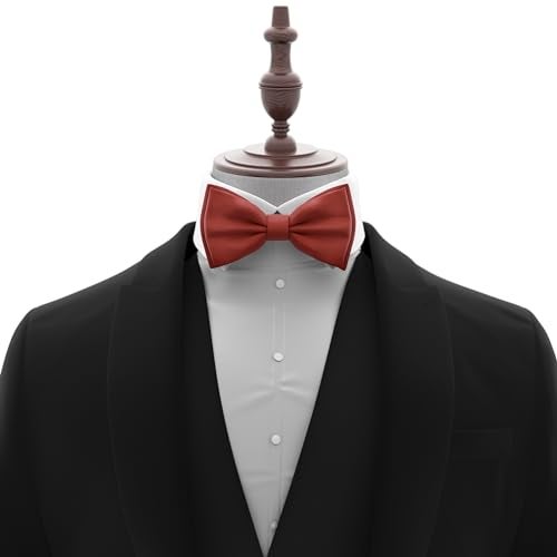 Adam Young Men's Terracotta Bow Tie Pre-Tied Style Formal Satin Classic Bowtie for Tuxedo Faux Silk (Large, Rust) - Image 4
