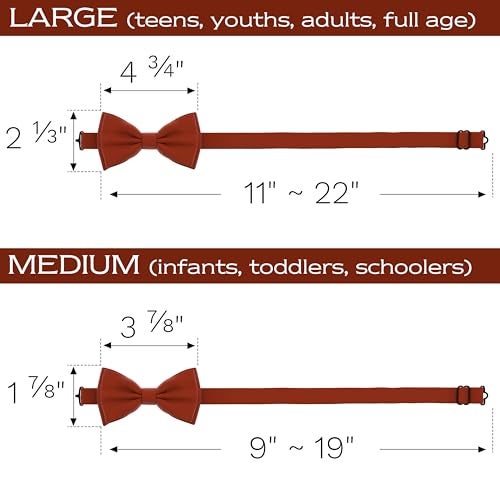 Adam Young Men's Terracotta Bow Tie Pre-Tied Style Formal Satin Classic Bowtie for Tuxedo Faux Silk (Large, Rust) - Image 5