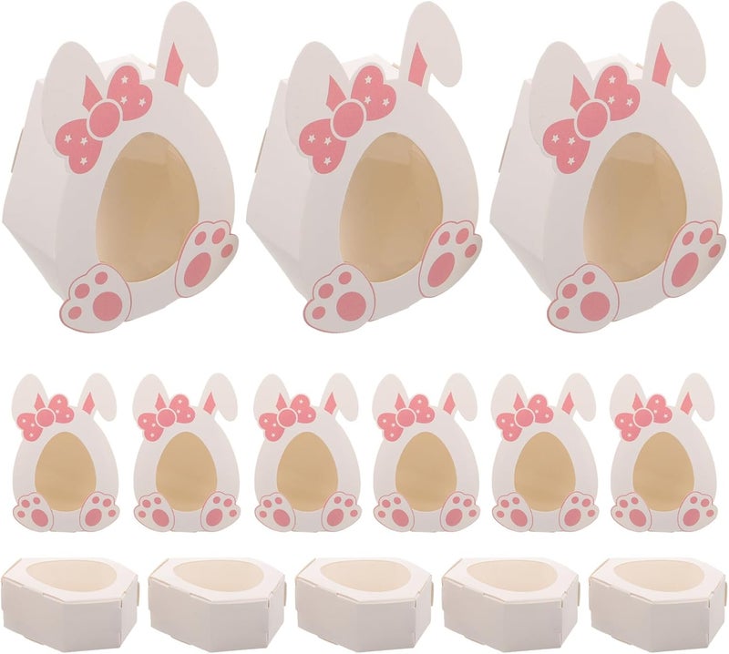 Healeved 10pcs Easter Candy Boxes Bunny Paper Snack Holder Favor Boxes for Party Treats Packaging - Image 1