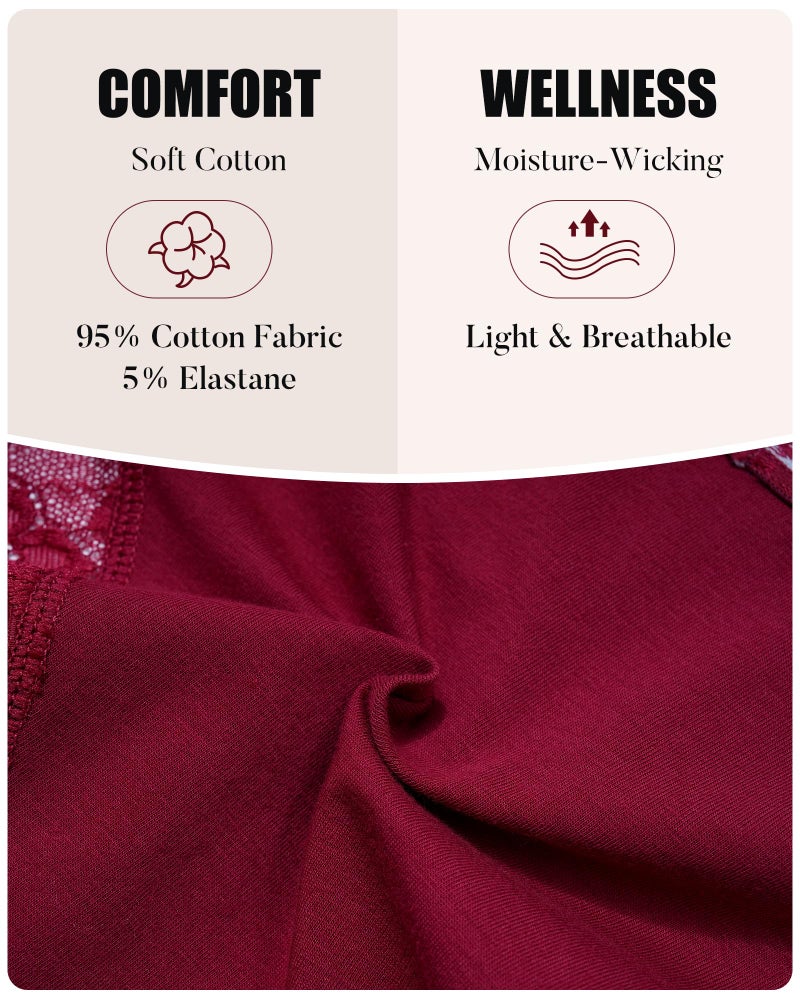 LEVAO Cotton Lace Underwear for Women Cheeky Bikini Soft Hipster Panties 5 Pack S-XXL - Image 5