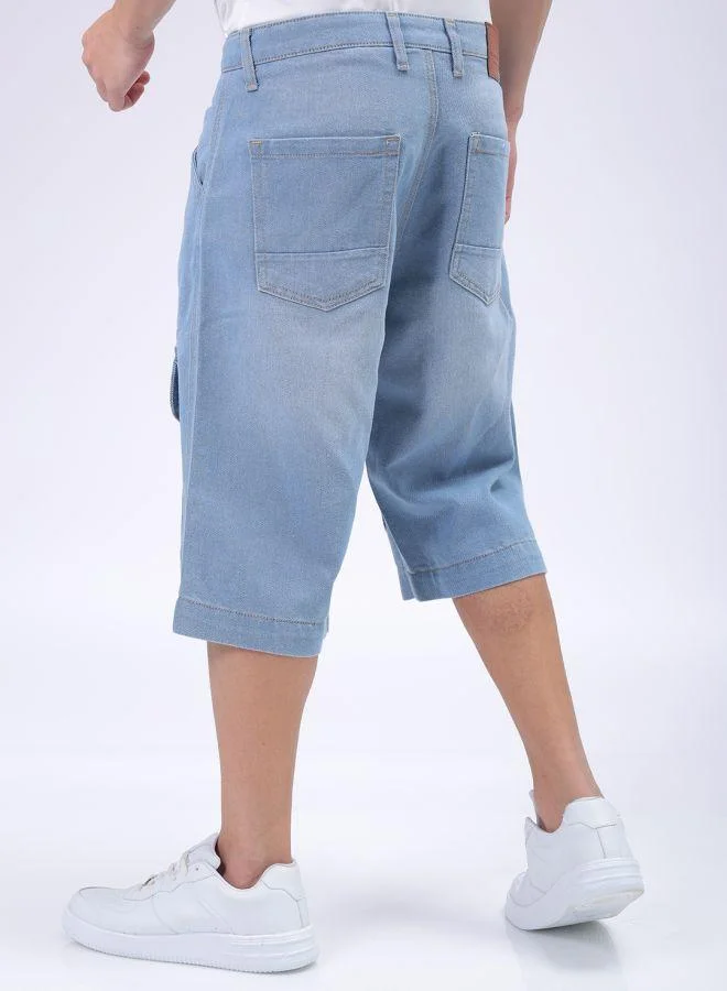 ذا انديان كراج كو Men Relaxed Fit Solid Mid-Rise Denim Cargo Shorts