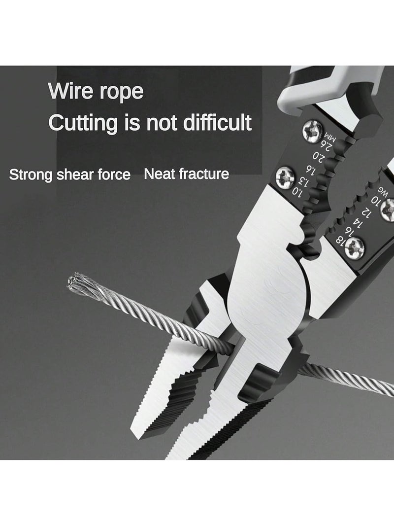 Kwinto 8 in 1 Stainless Steel Wire Stripping Tool Precision Hand Tool for Cutting Gripping Wrenching Crimping and Cable Stripping Multifunctional Terminal Crimping Wire Pliers Stripper - Image 2