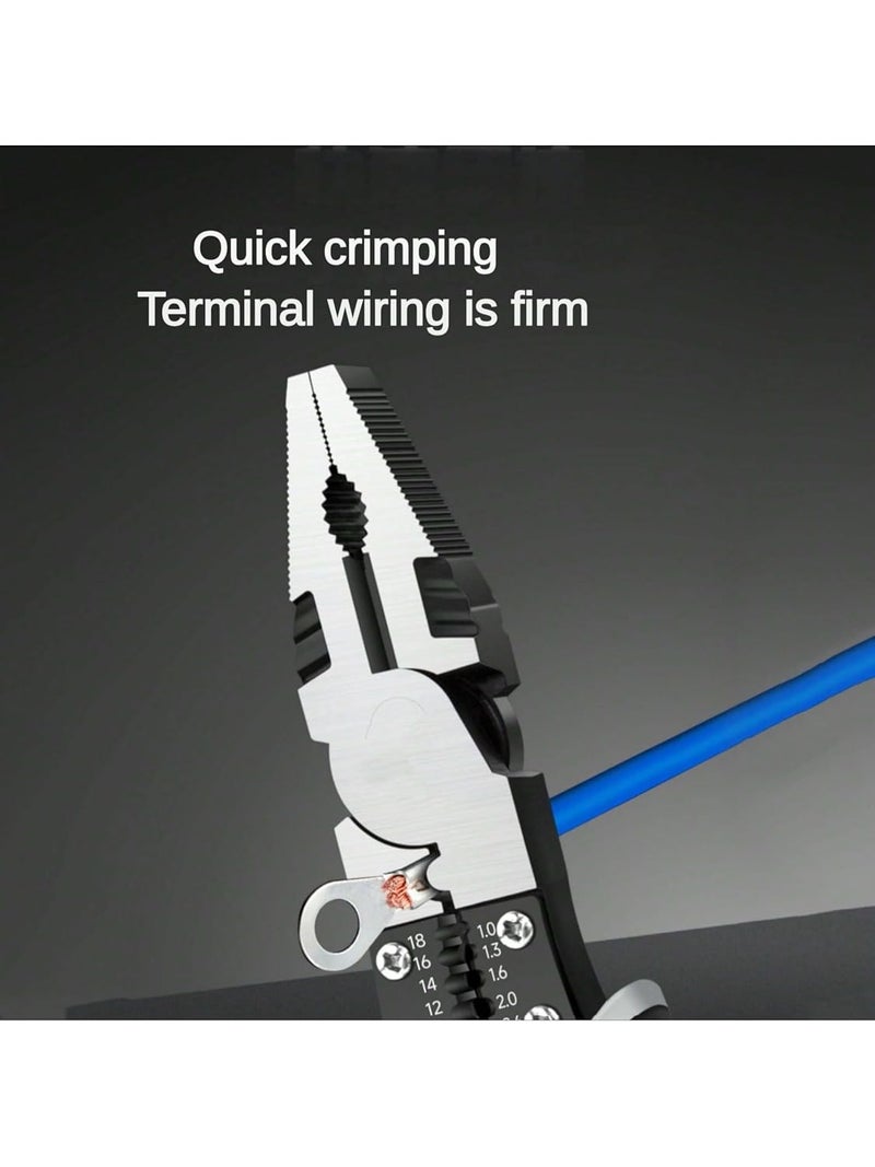 Kwinto 8 in 1 Stainless Steel Wire Stripping Tool Precision Hand Tool for Cutting Gripping Wrenching Crimping and Cable Stripping Multifunctional Terminal Crimping Wire Pliers Stripper - Image 5