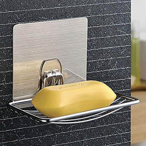 Birud No Drill Soap Dish Holder, Self Adhesive Wall Mounted Soap Sponge Holder Stainless Steel Storage Rack for Home Kitchen Bathroom Shower - Image 3