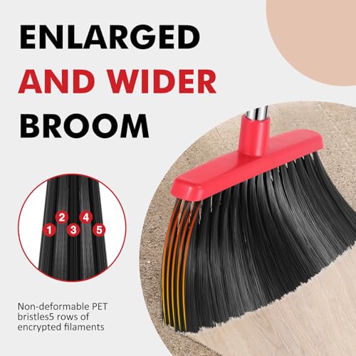 nacena Heavy Duty Broom, 55 Inch Long Handle Outdoor Large Angle Brooms, Commercial Broom for Sweeping Indoor, for Home Garage Kitchen Office Courtyard Lobby Patio Lawn Concrete - Image 4