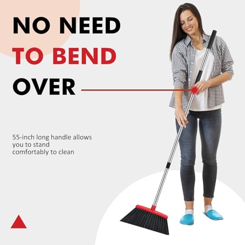 nacena Heavy Duty Broom, 55 Inch Long Handle Outdoor Large Angle Brooms, Commercial Broom for Sweeping Indoor, for Home Garage Kitchen Office Courtyard Lobby Patio Lawn Concrete - Image 3