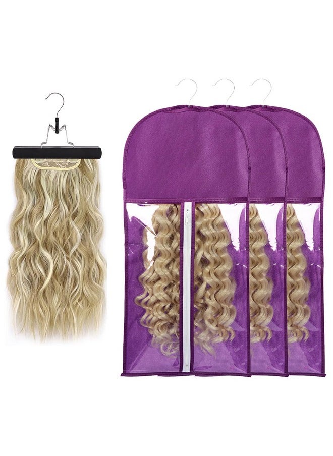 Wig Storage Hair Extension Holder Wig Bags Storage With Hanger Hair Extension Storage Wig Storage For Multiple Wigs Hanger Wig Holder Hair Extension Hanger (3Pcs/Purple) - pzsku/Z0A91D4D73D14A8383078Z/45/_/1734182940/e153c859-1f47-4f1d-a398-6d27d2a7a61c