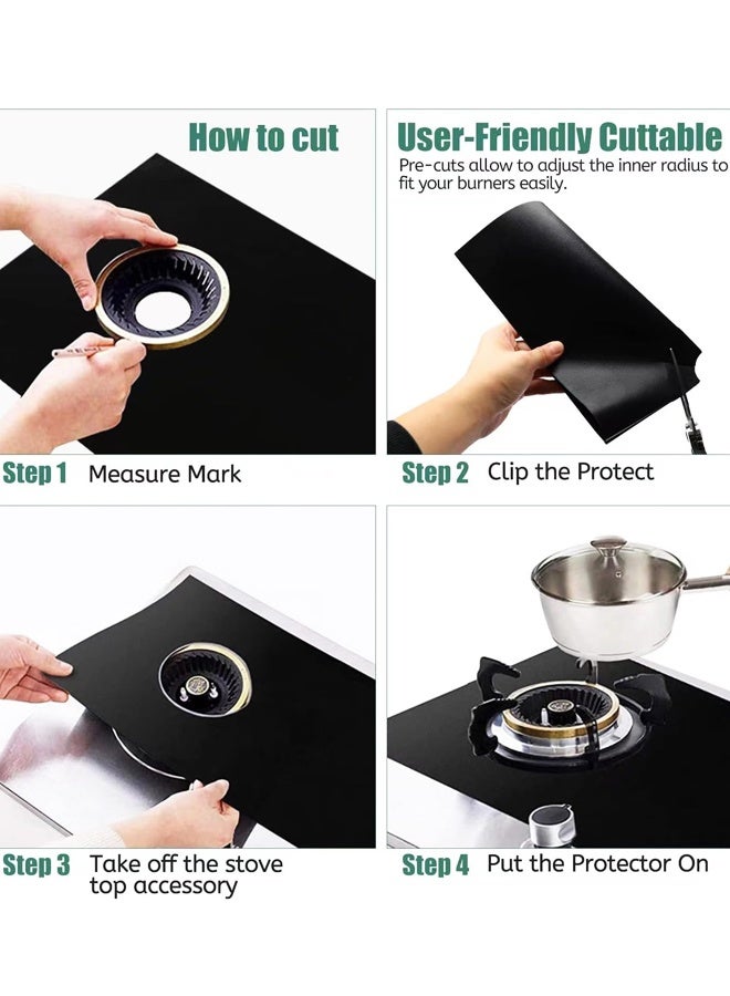 طقم واقيات موقد غاز مكون من 3 قطع، واقيات سطح الموقد سهلة التنظيف وقابلة لإعادة الاستخدام، بطانات مقاومة للحرارة لموقد الغاز - Image 4
