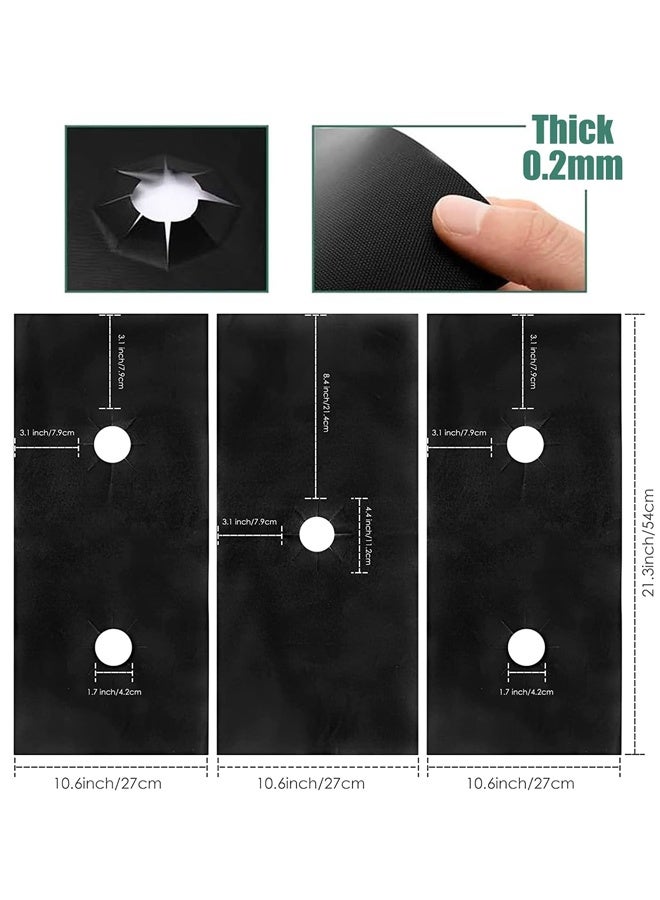 طقم واقيات موقد غاز مكون من 3 قطع، واقيات سطح الموقد سهلة التنظيف وقابلة لإعادة الاستخدام، بطانات مقاومة للحرارة لموقد الغاز - Image 2