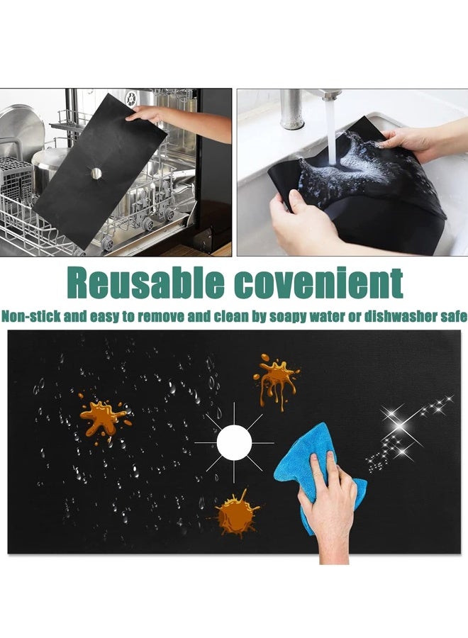 طقم واقيات موقد غاز مكون من 3 قطع، واقيات سطح الموقد سهلة التنظيف وقابلة لإعادة الاستخدام، بطانات مقاومة للحرارة لموقد الغاز - Image 3