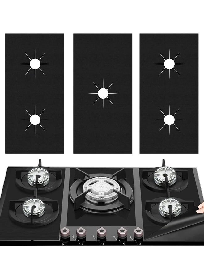 طقم واقيات موقد غاز مكون من 3 قطع، واقيات سطح الموقد سهلة التنظيف وقابلة لإعادة الاستخدام، بطانات مقاومة للحرارة لموقد الغاز - Image 1
