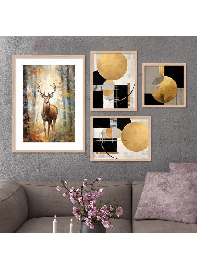 kotart Aesthetic Modern Wall Decor Paintings with Frame for Home Decoration - Painting for Living Room Bedroom - Painting for Wall Decoration (14 x 18 inch) Set of 4 (Classic Wall Painting, 8) - Image 1
