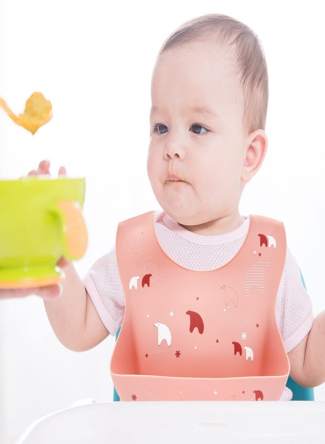 مريلة أطفال من السيليكون المقاوم للماء من GAJIGAJI، سهلة التنظيف وسريعة الجفاف، ناعمة ومريحة، تحافظ على نظافة الطفل (لون وردي) - Image 2