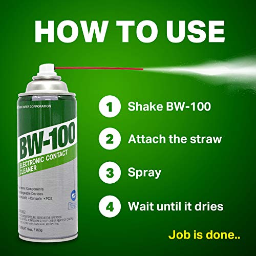BW-100 Non-Flammable Electronic Contact Cleaner Aerosol Spray - Safely Cleans Joycons, Computers, PCB and More - Removes dust, Dirt and contaminants on Contact-Quick Dry | 4oz/114g | Pack of 3 - Image 5