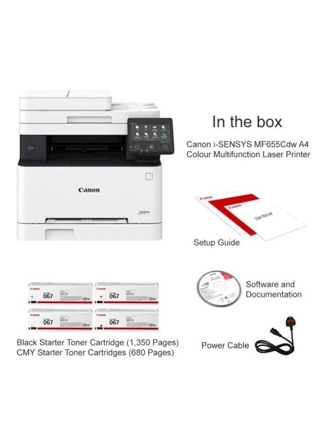 Canon I-SENSYS MF655CDW A4 Colour Multifunction Laser Printer 21PPM 600X600 F/R USB/RETE/WI-FI PCL5C/6 White - Image 5