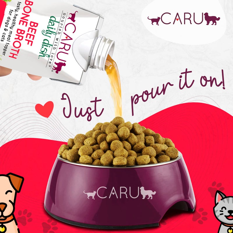 Caru - Daily Dish Beef Bone Broth - Meal Topper for Dogs & Cats - Supports Overall Pet Health - Pour-Over Broth for Wet/Dry Food - Human Grade Ingredients - Non-GMO - Made in USA - 17.6 oz - 1 Pack - Image 3