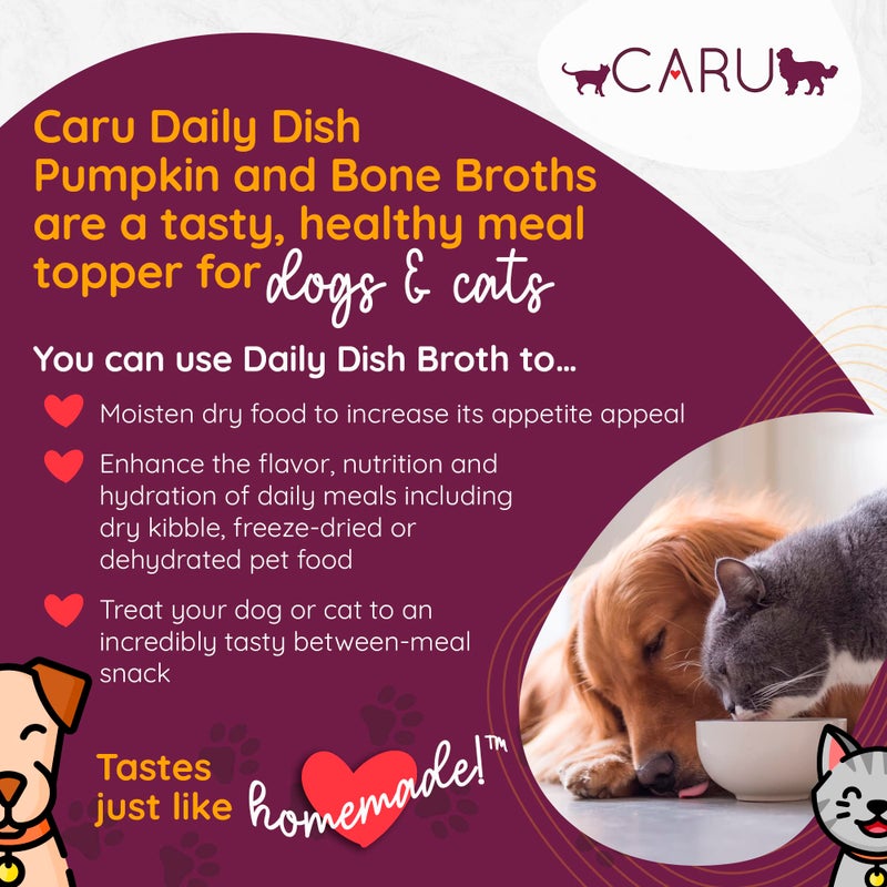 Caru - Daily Dish Beef Bone Broth - Meal Topper for Dogs & Cats - Supports Overall Pet Health - Pour-Over Broth for Wet/Dry Food - Human Grade Ingredients - Non-GMO - Made in USA - 17.6 oz - 1 Pack - Image 2