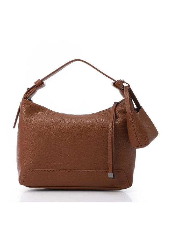 DejaVu One Main Compartment Leather Brown Handbag - Image 2