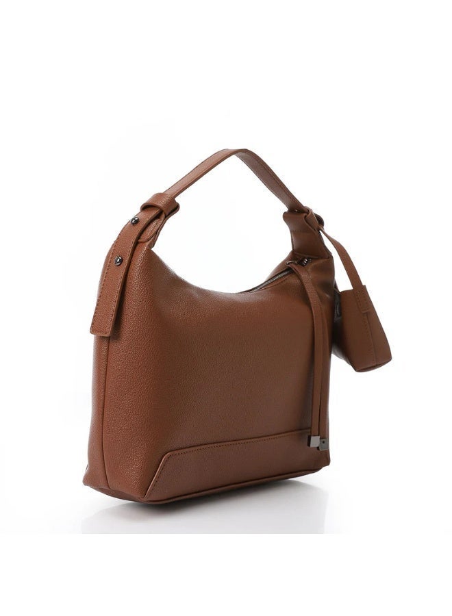 DejaVu One Main Compartment Leather Brown Handbag - Image 3