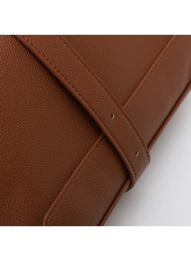 DejaVu One Main Compartment Leather Brown Handbag - Image 5