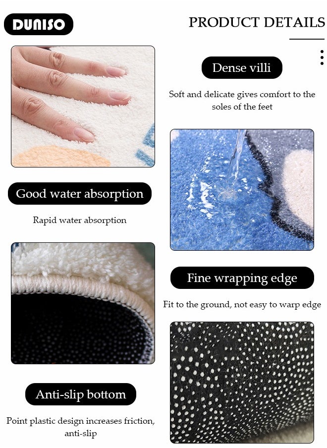 DUNISO Cartoon Round Kids Rug, Animals Non Slip Super Soft Plush Area Rug for Kids Room Playroom Nursery Bedroom, Educational Washable Circular Floor Mat for Home Room Decorative  - Image 3
