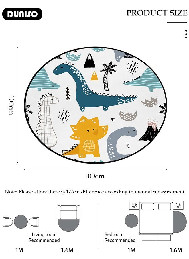 DUNISO Cartoon Round Kids Rug, Animals Non Slip Super Soft Plush Area Rug for Kids Room Playroom Nursery Bedroom, Educational Washable Circular Floor Mat for Home Room Decorative  - Image 4
