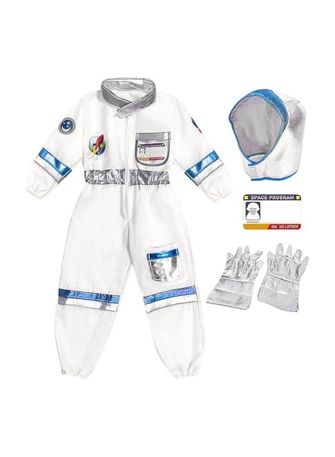 GGEROU بدلة رائد فضاء للأطفال، بدلة رائد فضاء للأطفال مع قبعة وقفازات، بدلة فضائية للجولات الطيران، مجموعة زي لعب الأدوار، مقاس واحد - Image 1