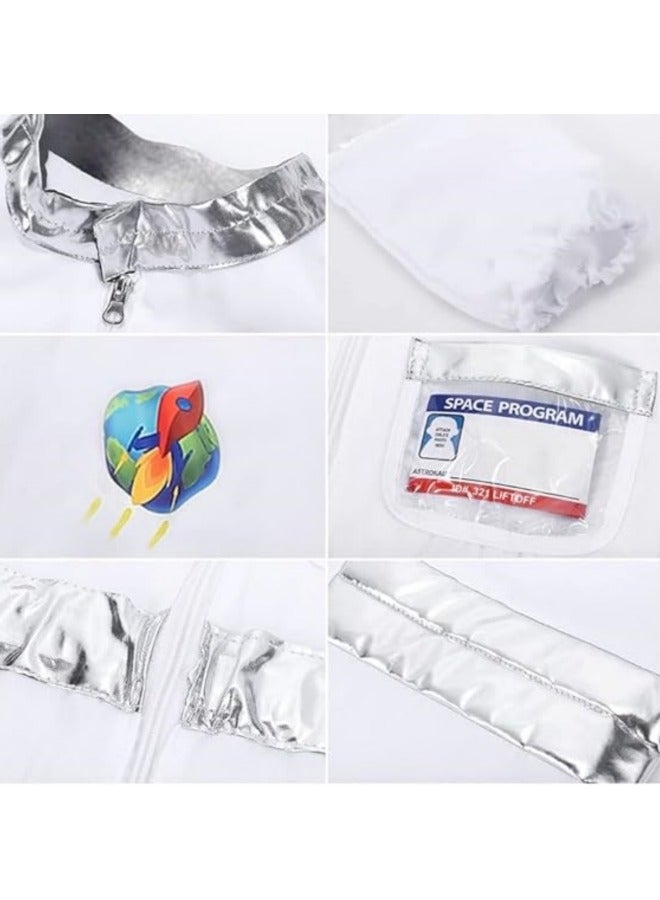 GGEROU بدلة رائد فضاء للأطفال، بدلة رائد فضاء للأطفال مع قبعة وقفازات، بدلة فضائية للجولات الطيران، مجموعة زي لعب الأدوار، مقاس واحد - Image 3