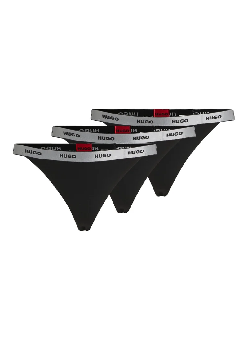 HUGO Gift-boxed three-pack of thongs with logo waistbands