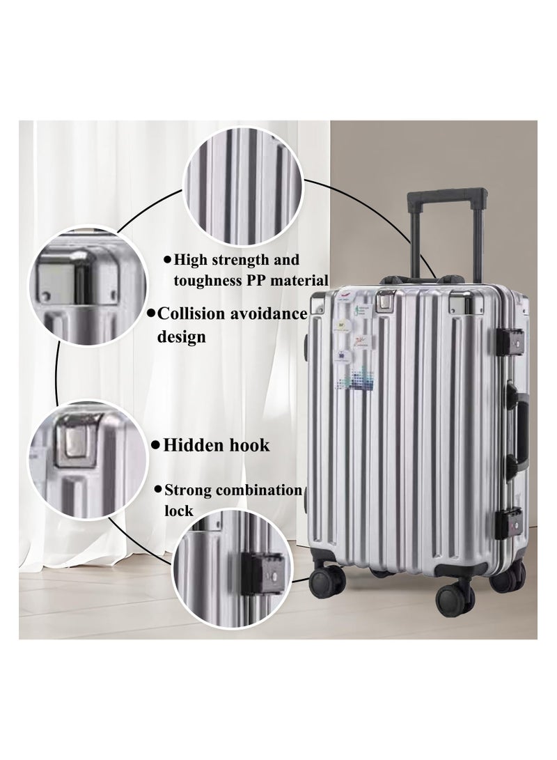 Lightweight aluminum frame stylish luggage trolley case ABS hard case large checked luggage with 4 360 degree rotating double wheels（size:18/20/22/24/26/28 inches)  - Image 5