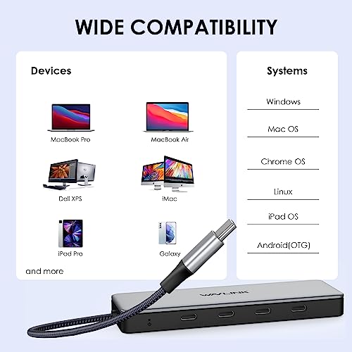 Wavlink USB C Hub, Aluminum USB 3.2 Gen 2 Hub 10Gbps with 4 USB C Data Ports, Support 85W Power Delivery, USB Port Splitter for MacBook Pro/Air iMac iPad Pro Dell Chromebook and More - Image 5