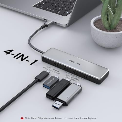 Wavlink USB C Hub, Aluminum USB 3.2 Gen 2 Hub 10Gbps with 4 USB C Data Ports, Support 85W Power Delivery, USB Port Splitter for MacBook Pro/Air iMac iPad Pro Dell Chromebook and More - Image 2
