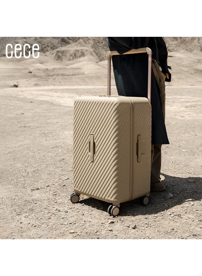 Cece Large Capacity Suitcase For Women And Men, Durable Trolley Luggage With Password Lock, Milk Tea Color, 20-inch Carry-on Luggage - Image 1