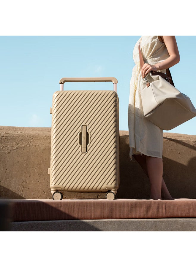 Cece Large Capacity Suitcase For Women And Men, Durable Trolley Luggage With Password Lock, Milk Tea Color, 20-inch Carry-on Luggage - Image 4