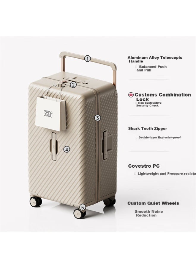 Cece Large Capacity Suitcase For Women And Men, Durable Trolley Luggage With Password Lock, Milk Tea Color, 20-inch Carry-on Luggage - Image 3