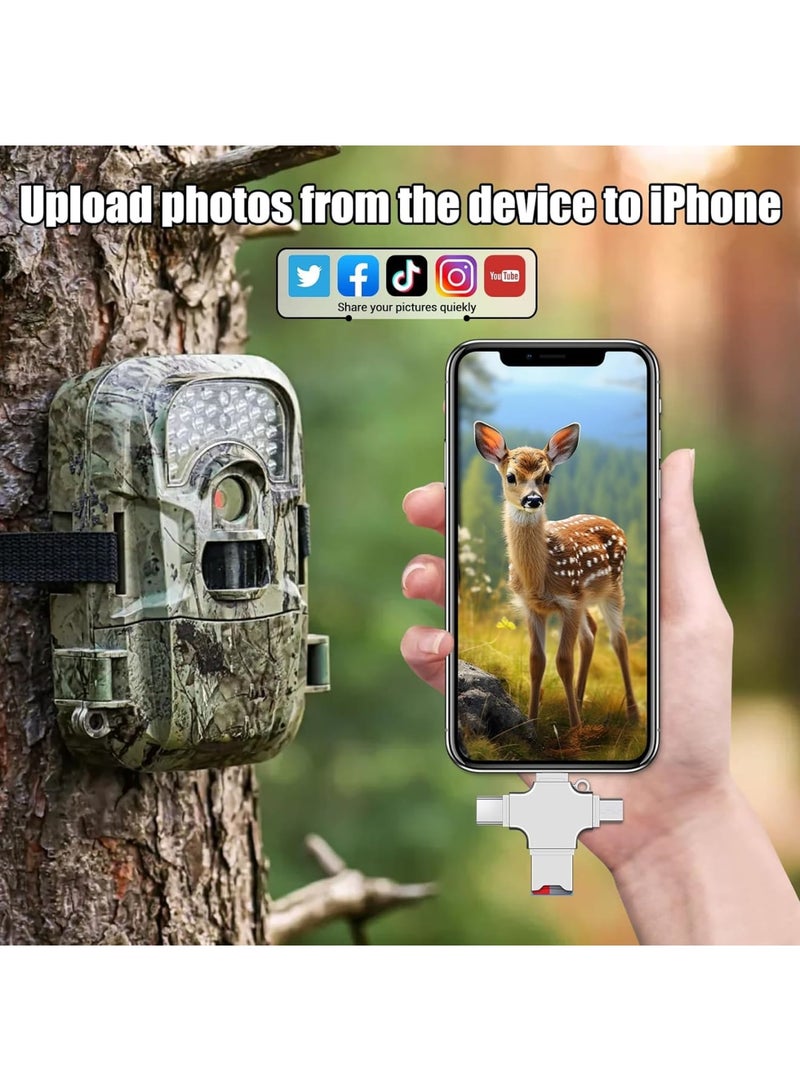 Zikra Micro SD Card Reader 4 In 1 Multi-Port Card Reader Universal Portable Memory Card Reader Trail Camera Viewer Micro SD Card Adapter Compatible with iPhone/iPad/Android/Macbook/Computer/Samsung - Image 4