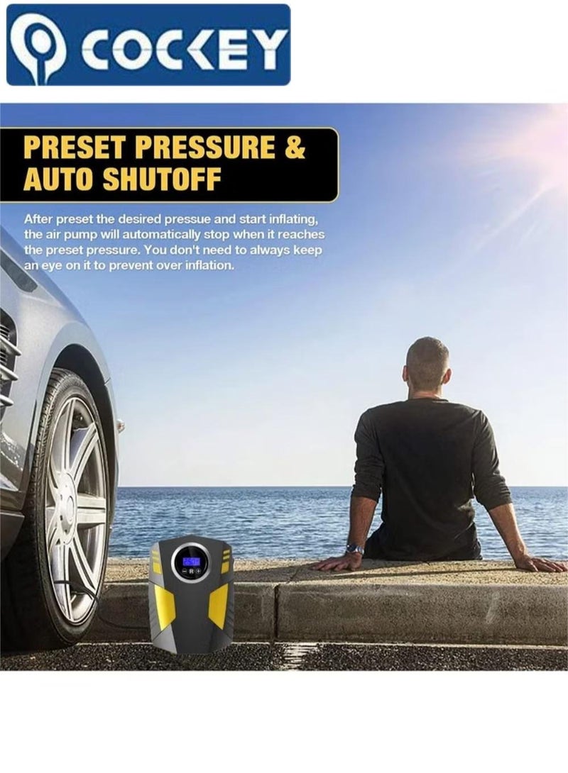 COCKEY Digital Car Tyre Inflator Air Compressor with Auto Stop and LED Light 12V Fast Portable Air Pump for Car Bicycle Motorcycle Ball Air Mattress - Image 3