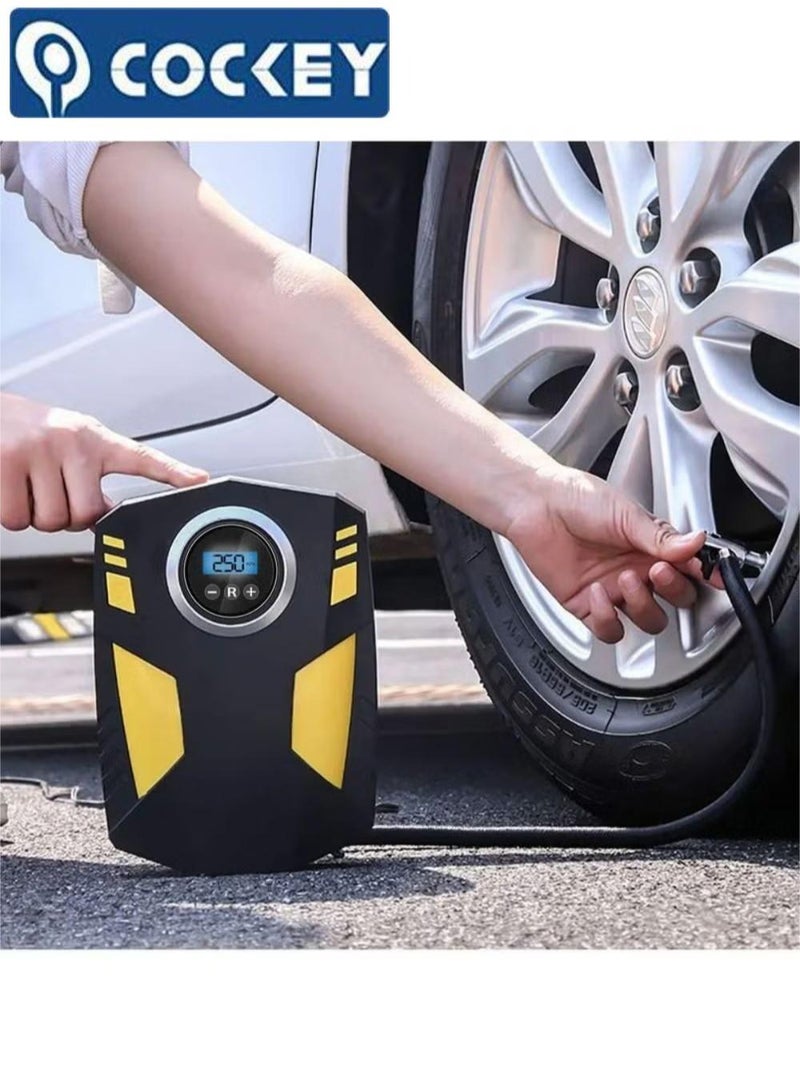 COCKEY Digital Car Tyre Inflator Air Compressor with Auto Stop and LED Light 12V Fast Portable Air Pump for Car Bicycle Motorcycle Ball Air Mattress - Image 4