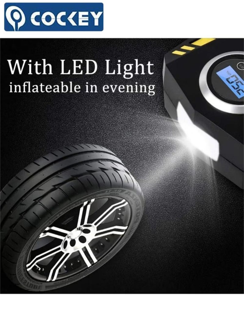 COCKEY Digital Car Tyre Inflator Air Compressor with Auto Stop and LED Light 12V Fast Portable Air Pump for Car Bicycle Motorcycle Ball Air Mattress - Image 5