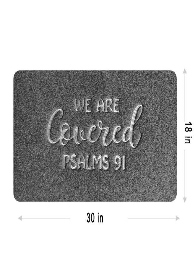 Accssoey We are Covered Psalm 91 Doormat, Bible Verse Welcome Front Door Mat Indoor Outdoor Entrance, Scripture Artificial Coir Doormat for Patio, 30x17in - Image 2