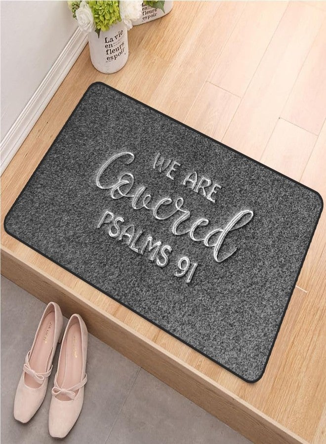 Accssoey We are Covered Psalm 91 Doormat, Bible Verse Welcome Front Door Mat Indoor Outdoor Entrance, Scripture Artificial Coir Doormat for Patio, 30x17in - Image 3