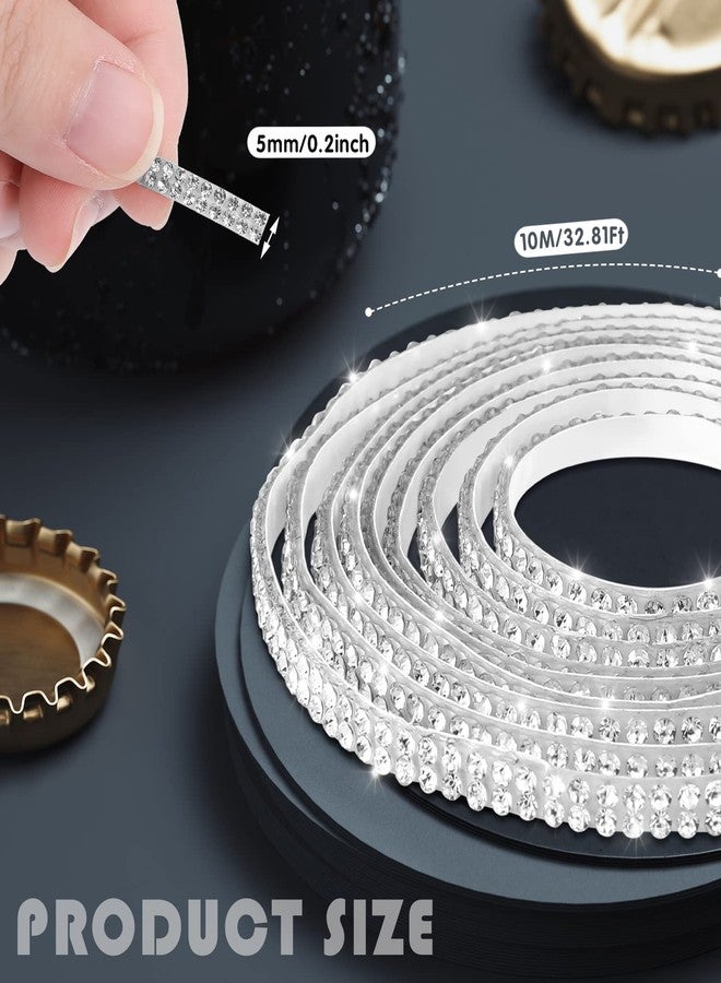 Kingdder 32.8Ft Bling Car Trim Self Adhesive Glitter Crystal Rhinestone Car Interior Exterior Accessories for Women DIY Line Molding Stickers for Auto Dashboard Diamond Ribbon Strips Decor (White) - Image 2