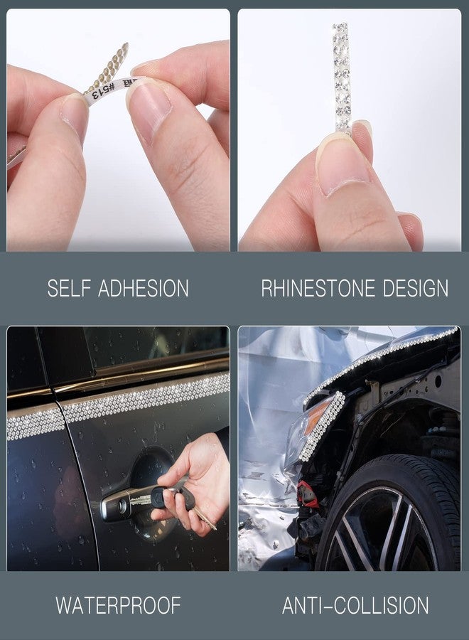 Kingdder 32.8Ft Bling Car Trim Self Adhesive Glitter Crystal Rhinestone Car Interior Exterior Accessories for Women DIY Line Molding Stickers for Auto Dashboard Diamond Ribbon Strips Decor (White) - Image 4