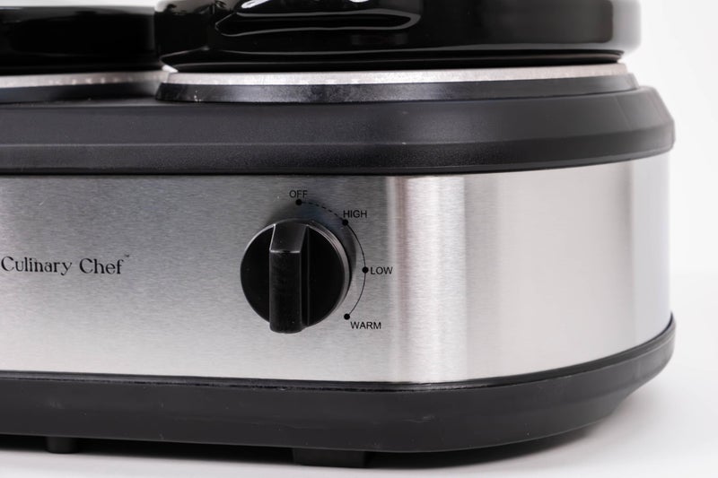 CULINARY CHEF, Triple Slow Cooker, Buffet Server 3 Pot, Food Warmer - Stainless - Image 4