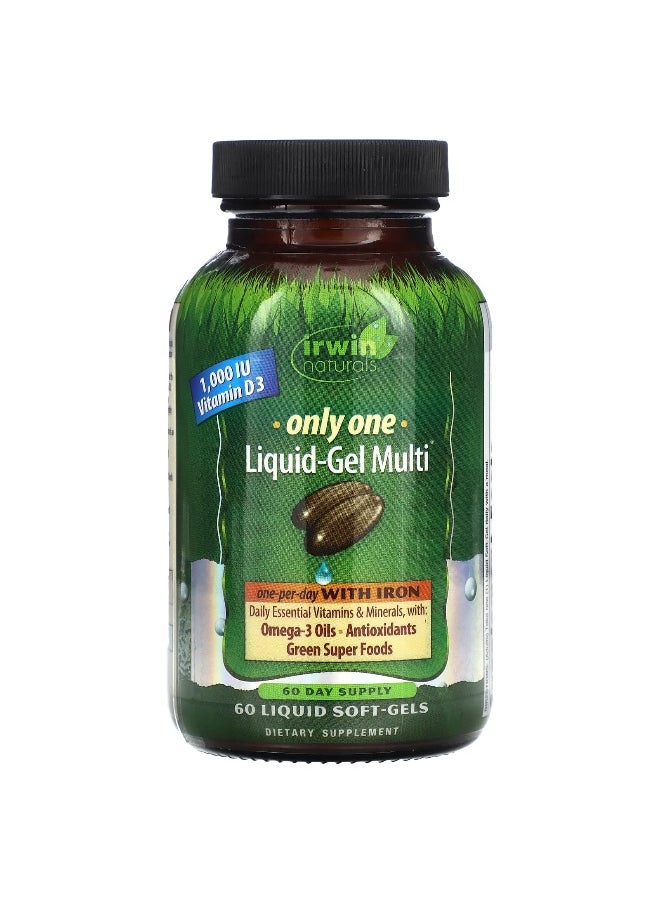 Irwin Naturals Irwin Naturals, Only One, Liquid-Gel Multi with Iron, 60 Liquid Soft-Gels  - Image 1