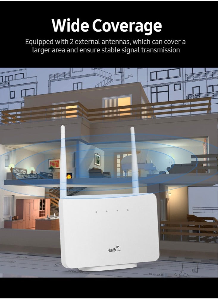 Generic - 4G Wireless Router LTE CPE Router 300Mbps Wireless Router with 2 High-gain External Antennas SIM Card Slot UK Plug - Image 1