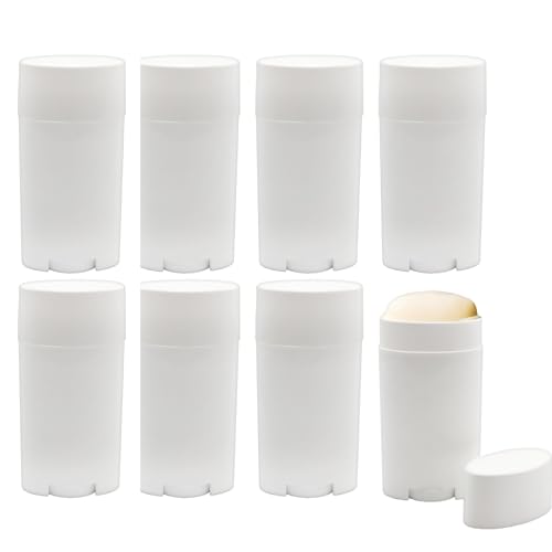 Cornucopia Brands 25oz Empty Deodorant Containers 8Pack 75ml BPAFree Plastic White TwistUp Refillable Tubes for DIY Deodorant Aromatherapy Balm Etc